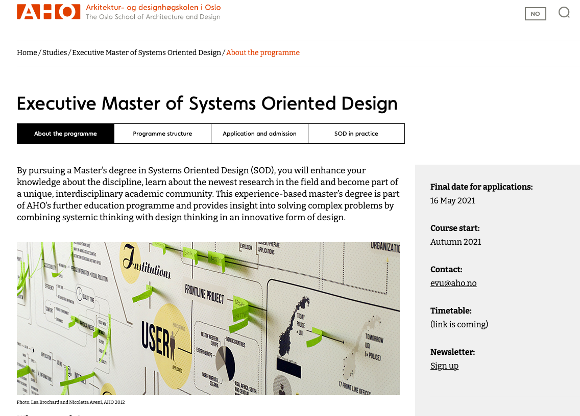 New part-time Master program in Systems Oriented Design